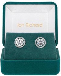 Jon Richard - Plated Cz Halo Stud Earrings - Lyst