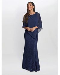 Gina Bacconi - Ginger Sequin Lace Dress With Chiffon - Lyst