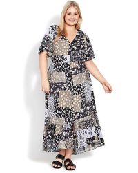 Evans - Patchwork Floral Print Angel Sleeve Maxi Dress - Lyst