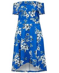 Mela London - Floral Bardot Dipped Hem Slip Dress - Lyst