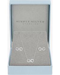 Simply Silver - 925 Sterling Plated Pave Infinity Set - Lyst