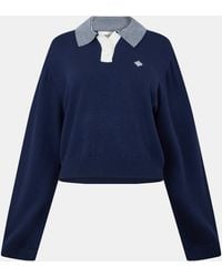 The Couture Club - Striped Collar Polo Shirt - Lyst