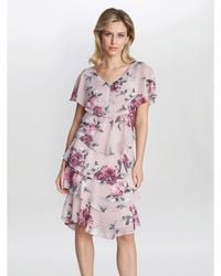 Gina Bacconi - Ella Floral Print Tiered Dress - Lyst