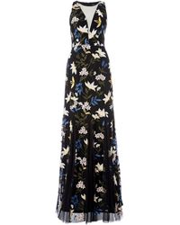 Adrianna Papell Floral Print Gown - Black
