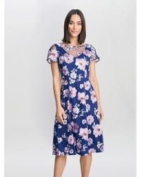 Gina Bacconi - Mylene Embroidered Floral A-Line Dress - Lyst