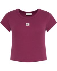Calvin Klein - Woven Ribbed Baby Tee - Lyst