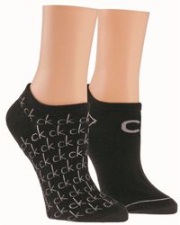 Calvin Klein Repeat Logo 2 Pair Pack Trainer Socks - Black
