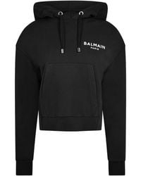 Balmain - Logo Cotton Drawstring Hoodie - Lyst