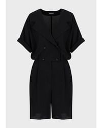 Emporio Armani - Short-Sleeve Double-Breasted V-Neck Jumpsuit - Lyst