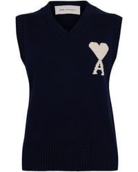 Ami Paris - Sweater Vest V-Neck Jumper - Lyst