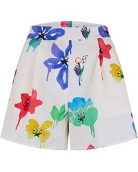 Off-White c/o Virgil Abloh - Floral Print Cotton Thigh Length Woven Tracksuit Shorts - Lyst