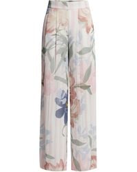 Ted Baker - Floral Pleated Chiffon Wide Leg Trousers - Lyst