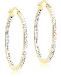 Be You - 9ct 2-colour Diamond Cut Hoops - Lyst