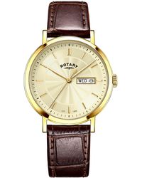 Rotary - Heritage Ss Leather Strap Watch - Lyst
