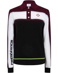 CASABLANCA - Wool Striped Long-Sleeve Oversized-Fit Polo Shirt - Lyst