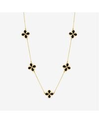 Inicio - 14K Plated Jet Clover Necklace - Lyst