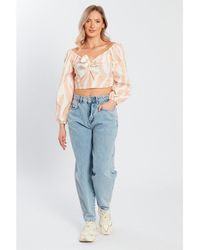 Influence - Tie Front Long-Sleeve Crop Top - Lyst