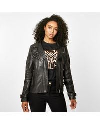 Biba - Biker Long Sleeve Leather Jacket - Lyst