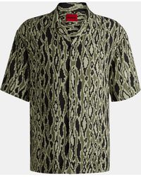 HUGO - Espino Geometric Short Sleeve Tailored Fit Shirt - Lyst