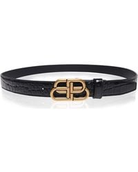 Balenciaga - Bb Thin Croc Belt - Lyst