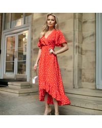 AX Paris - And Polka Dot Printed High Low Midi Dress - Lyst