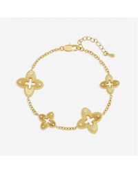 Jon Richard - Plated Textured Crystal Clover Bracelet - Lyst
