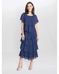 Gina Bacconi - Tessa Midi Tiered Cocktail Dress - Lyst