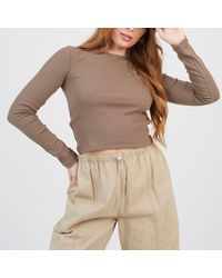 Brave Soul - Bs Long Sleeve Ribbed Top With Round Neck - Lyst