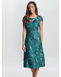 Gina Bacconi - Abella Illusion Jewel Floral Party A-Line Dress - Lyst