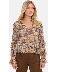 I Saw It First - Printed Ruffle Blouse - Lyst