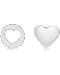 Be You - Sterling Heart & Cut-out Heart Studs - Lyst