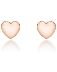 Be You - Sterling Silver Rose Plated Heart Studs - Lyst