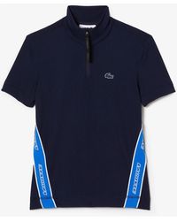 Lacoste - Ribbed Collar Zip Neck Short Sleeve Polo Shirt - Lyst