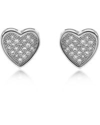 Be You - Sterling Pave Set Cz Heart Studs - Lyst