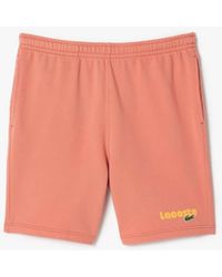 Lacoste - Washed Effect Printed Fleece Shorts - Lyst