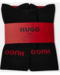HUGO - Ribbed Logo 6-Pack Crew Socks - Lyst