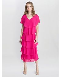 Gina Bacconi - Rebecca Midi Tiered Cocktail Dress - Lyst