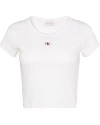 Calvin Klein - Woven Ribbed Baby Tee - Lyst