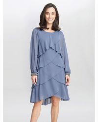 Gina Bacconi - Sakura Long Sleeved Tiered Dress - Lyst