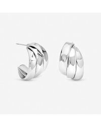 Jon Richard - Plated Multirow Molten Hoop Earrings - Lyst