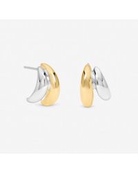 Jon Richard - Two Tone Double Row Hoop Earrings - Lyst