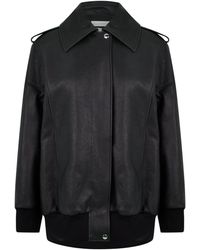 McQueen - Aviator Bomber Leather Long Sleeve Oversized Fit Jacket - Lyst