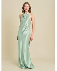 Gina Bacconi - Chassidy Satin Halter Neck Maxi Dress - Lyst