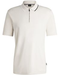 BOSS - Paras Quarter Zip Cotton Short Sleeve Polo Shirt - Lyst
