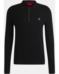 HUGO - Sastone Long Sleeve Knit Polo Shirt - Lyst