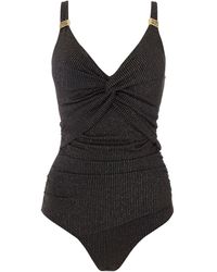 Biba Metallic Stripe Icon Swimsuit - Black