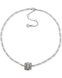 DKNY - Baguette & Polished Rondelle Figaro Link Pendant Necklace - Lyst