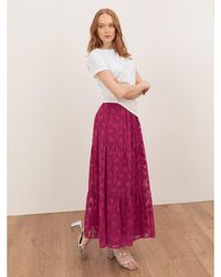 Lovedrobe - Floral Burnout Tiered Maxi Skirt - Lyst