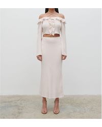 Pretty Lavish - Tiffany Ruffle Bardot Long-Sleeve Slim-Fit Off-Shoulder Top - Lyst