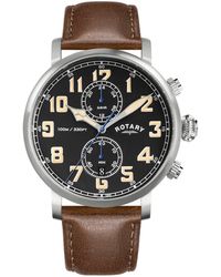 Rotary - Heritage Pilot Ss Leather Watch - Lyst